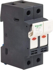 Schneider Electric - 2 Pole, 600 Volt, 32 Amp, DIN Rail Mount Fuse Holder - Compatible with AM,GG Class, 38mm Long x 35mm Wide and 10mm Diameter Fuse - Top Tool & Supply