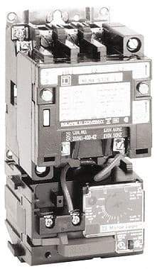 Square D - 24 Coil VAC at 60 Hz, 27 Amp, NEMA Size 1, Nonreversible Open Enclosure NEMA Motor Starter - 3 Phase hp: 10 at 460 VAC, 10 at 575 VAC, 7-1/2 at 200 VAC, 7-1/2 at 230 VAC - Top Tool & Supply