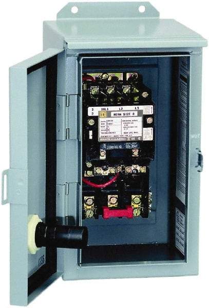 Square D - 3 Pole, 440 Coil VAC at 50 Hz and 480 Coil VAC at 60 Hz, 45 Amp NEMA Contactor - NEMA 12 Enclosure, 50 Hz at 440 VAC and 60 Hz at 480 VAC - Top Tool & Supply