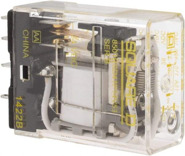 Square D - Electromechanical Plug-in General Purpose Relay - 12 Amp at 240 VAC, SPDT, 24 VDC - Top Tool & Supply