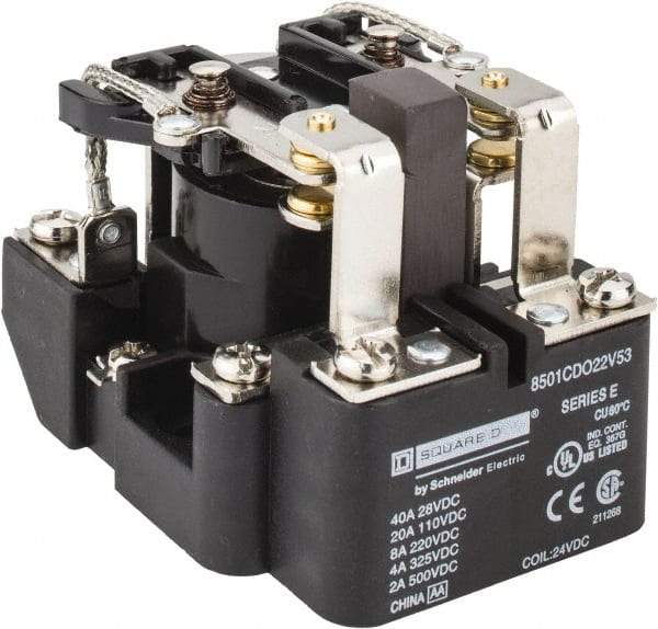 Square D - 10 VA Power Rating, Electromechanical Screw Clamp General Purpose Relay - 10 Amp at 110 V & 4 Amp at 220 V, DPDT, 24 VDC, 63.6mm Wide x 58.8mm High x 79.4mm Deep - Top Tool & Supply