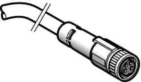 Telemecanique Sensors - 4 Amp, M8 Straight Female Connector Sensor and Receptacle Prewired Connector Sensor and Receptacle - 60 VAC, 75 VDC, 10m Cable Length, IP65, IP67, IP69 Ingress Rating - Top Tool & Supply