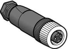 Telemecanique Sensors - 3 Amp, M12 4 Pin Female Straight Field Attachable Connector Sensor and Receptacle - 125 VAC, 150 VDC, IP67 Ingress Rating - Top Tool & Supply