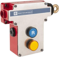 Telemecanique Sensors - 10 Amp, 2NO/2NC Configuration, Right Hand Operation, Rope Operated Limit Switch - Pushbutton Reset, Cable Pull, Pilot Light Indicator, 300 VAC - Top Tool & Supply