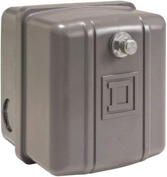 Square D - 1 NEMA Rated, DP, 110 to 125 psi, Electromechanical Pressure and Level Switch - Adjustable Pressure, 460/575 VAC, 1/4 Inch Connector, Screw Terminal, For Use with Air Compressors, Power Circuits, Water Pumps - Top Tool & Supply