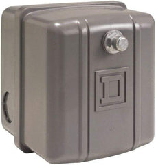 Square D - 1 NEMA Rated, DPST, 60 to 80 psi, Electromechanical, Snap Action Pressure and Level Switch - Adjustable Pressure, 460/575 VAC, 3/8 Inch Connector, Screw Terminal, For Use with Air Compressors, Power Circuits, Water Pumps - Top Tool & Supply