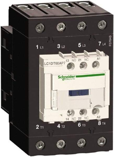 Schneider Electric - 4 Pole, 120 Coil VAC at 50/60 Hz, 60 Amp at 440 VAC, Nonreversible IEC Contactor - Bureau Veritas, CCC, CSA, CSA C22.2 No. 14, DNV, EN/IEC 60947-4-1, EN/IEC 60947-5-1, GL, GOST, LROS, RINA, UL 508, UL Listed - Top Tool & Supply