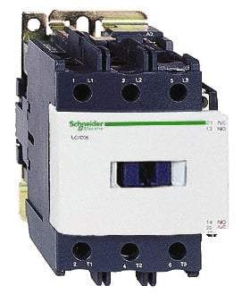 Schneider Electric - 3 Pole, 120 Coil VAC at 50/60 Hz, 95 Amp at 440 VAC, Nonreversible IEC Contactor - Bureau Veritas, CCC, CSA C22.2 No. 14, DNV, EN/IEC 60947-4-1, EN/IEC 60947-5-1, GL, GOST, LROS, RINA, UL 508 - Top Tool & Supply