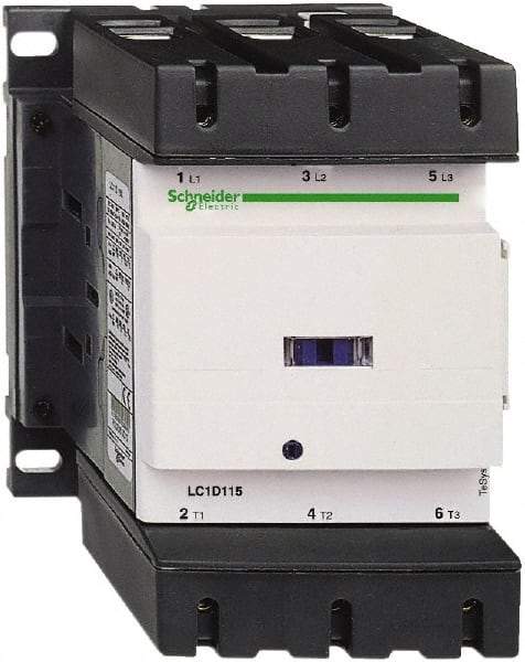 Schneider Electric - 3 Pole, 120 Coil VAC at 50/60 Hz, 150 Amp at 440 VAC, Nonreversible IEC Contactor - Bureau Veritas, CCC, CSA, CSA C22.2 No. 14, DNV, EN/IEC 60947-4-1, EN/IEC 60947-5-1, GL, GOST, LROS, RINA, RoHS Compliant, UL 508, UL Listed - Top Tool & Supply