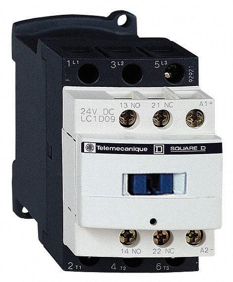 Schneider Electric - 3 Pole, 480 Coil VAC at 50/60 Hz, 25 Amp at 440 VAC and 9 Amp at 440 VAC, Nonreversible IEC Contactor - 1 Phase hp: 0.5 at 115 VAC, 1 at 230/240 VAC, 3 Phase hp: 2 at 200/208 VAC, 2 at 230/240 VAC, 5 at 460/480 VAC, 7.5 at 575/600 VAC - Top Tool & Supply