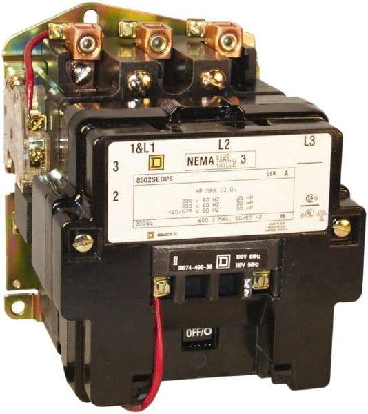 Square D - 3 Pole, 380 Coil VAC at 50 Hz, 90 Amp NEMA Contactor - Open Enclosure, 50 Hz at 380 VAC - Top Tool & Supply