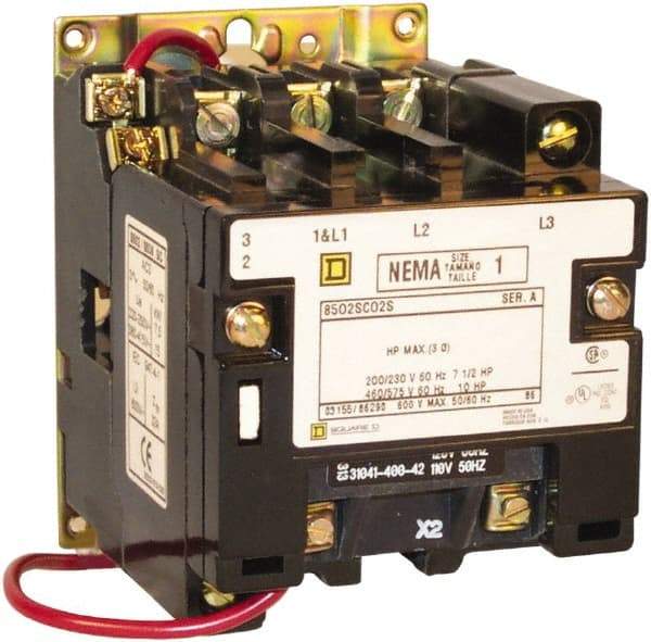 Square D - 2 Pole, 24 Coil VAC at 60 Hz, 27 Amp NEMA Contactor - Open Enclosure, 60 Hz at 24 VAC - Top Tool & Supply