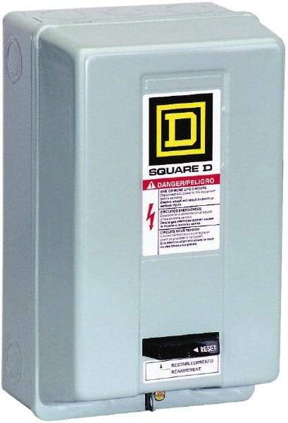 Square D - 3 Pole, 220 Coil VAC at 50 Hz, 240 Coil VAC at 60 Hz, 135 Amp NEMA Contactor - NEMA 1 Enclosure, 50 Hz at 220 VAC and 60 Hz at 240 VAC - Top Tool & Supply