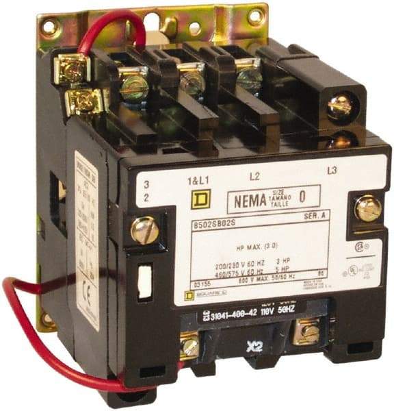 Square D - 3 Pole, 24 Coil VAC at 60 Hz, 18 Amp NEMA Contactor - Open Enclosure, 60 Hz at 24 VAC - Top Tool & Supply