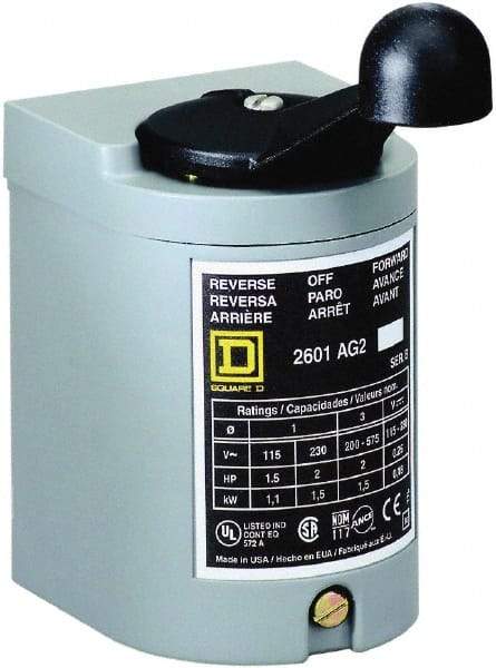 Square D - 250 VDC, 600 VAC Input Volt, Reversing, Drum Switch - CSA, RoHS Compliant, UL Listed - Top Tool & Supply