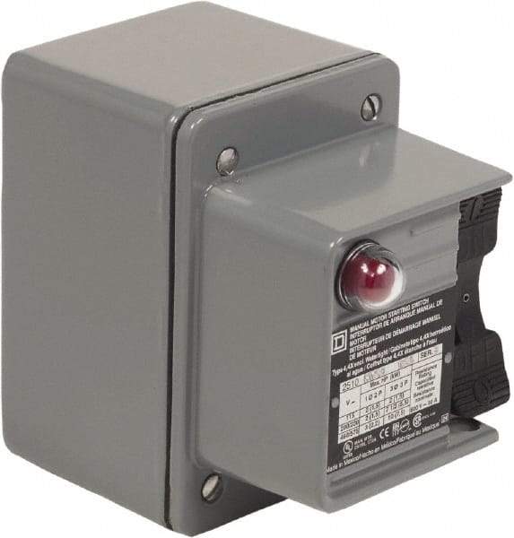 Square D - 3 Poles, 30 Amp, NEMA, Enclosed Toggle Manual Motor Starter - 1 hp at 90 VDC, 10 hp at 460 VAC, 10 hp at 575 VAC, 1-1/2 hp at 230 VDC, 2 hp at 115 VAC, 2 hp at 115 VDC & 7-1/2 hp at 230 VAC, CE, CSA, NEMA 4 & UL Listed - Top Tool & Supply