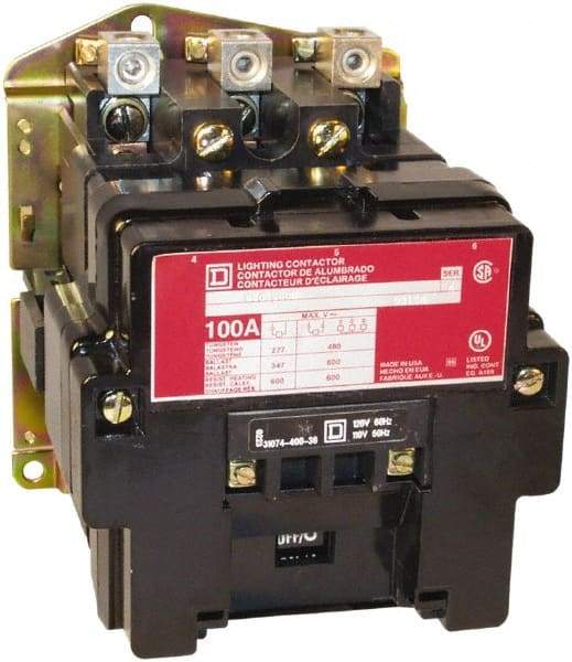 Square D - No Enclosure, 3 Pole, Electrically Held Lighting Contactor - 60 A (Tungsten), 24 VAC at 60 Hz - Top Tool & Supply