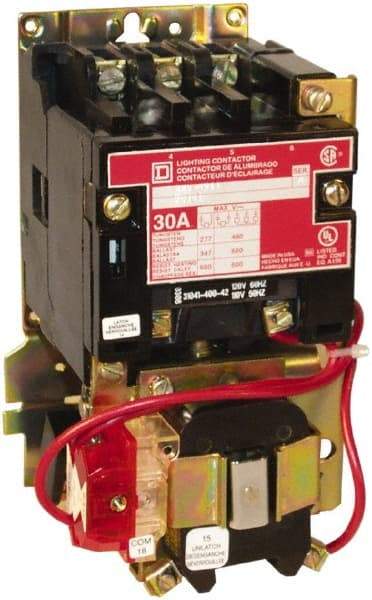 Square D - No Enclosure, 3 Pole, Mechanically Held Lighting Contactor - 60 A (Tungsten), 208 VAC at 60 Hz - Top Tool & Supply