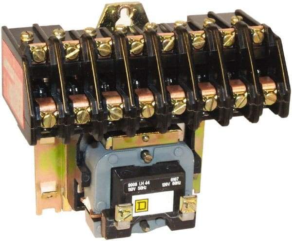 Square D - No Enclosure, 8 Pole, Electrically Held Lighting Contactor - 20 A (Tungsten), 30 A (Fluorescent), 277 VAC at 60 Hz, 8NO Contact Configuration - Top Tool & Supply