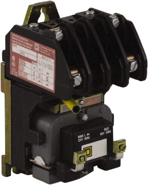 Square D - No Enclosure, 2 Pole, Electrically Held Lighting Contactor - 20 A (Tungsten), 30 A (Fluorescent), 440 VAC at 50 Hz, 480 VAC at 60 Hz, 2NO Contact Configuration - Top Tool & Supply