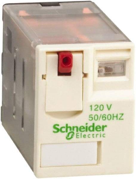 Schneider Electric - 2,500 VA Power Rating, Electromechanical Plug-in General Purpose Relay - 10 Amp at 250/277 VAC & 28/30 VDC, 5 at 250 VAC & 28 VDC, 3CO, 120 VAC at 50/60 Hz - Top Tool & Supply