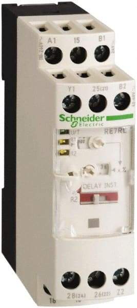 Schneider Electric - 300 hr Delay, Single Range 2CO Time Delay Relay - 8 Contact Amp, 110 to 240 VAC, 24 VAC, 24 VDC, 42 to 48 VAC & 42 to 48 VDC - Top Tool & Supply