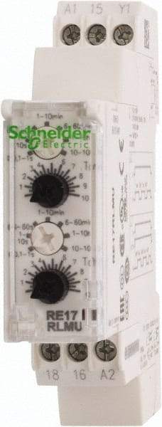 Schneider Electric - 100 hr Delay, Multiple Range SPDT Time Delay Relay - 8 Contact Amp, 24 VDC & 24 to 240 VAC, Selector Switch - Top Tool & Supply