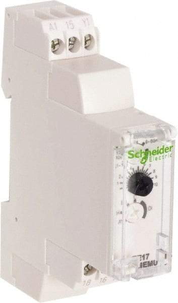 Schneider Electric - 10 hr Delay, Multiple Range SPDT Time Delay Relay - 8 Contact Amp, 24 to 240 VAC/VDC, Selector Switch - Top Tool & Supply