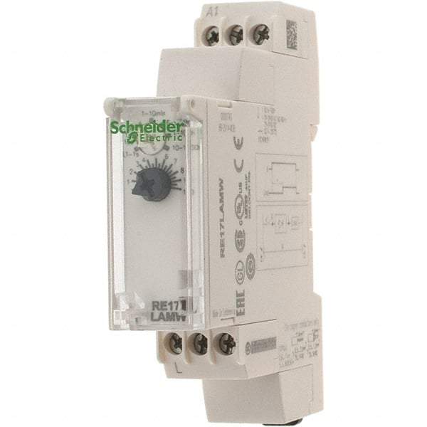 Schneider Electric - 100 hr Delay, Multiple Range SPST Time Delay Relay - 0.7 Contact Amp, 24 to 240 VAC/VDC, Selector Switch - Top Tool & Supply