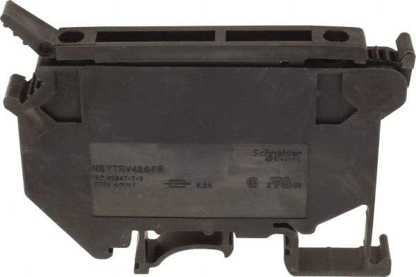 Schneider Electric - 1 Pole, 500 Volt, 6.3 Amp, -40 to 266°F, DIN Rail Mount, Polyamide Fused Terminal Block - 3 Contacts, 26 to 10 AWG Compatibility, 56-1/2mm High - Top Tool & Supply