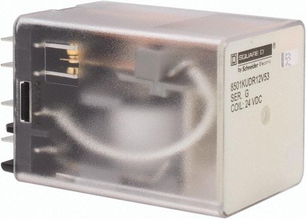 Square D - 8 Pins, 1 hp at 277 Volt & 1/3 hp at 120 Volt, 3 VA Power Rating, Square Electromechanical Plug-in General Purpose Relay - 10 Amp at 250 VAC, DPDT, 24 VDC, 34.9mm Wide x 50mm High x 35.4mm Deep - Top Tool & Supply