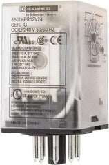 Square D - 8 Pins, 1 hp at 277 Volt & 1/3 hp at 120 Volt, 3 VA Power Rating, Octal Electromechanical Plug-in General Purpose Relay - 10 Amp at 250 VAC, DPDT, 240 VAC at 50/60 Hz, 34.9mm Wide x 50.3mm High x 35.4mm Deep - Top Tool & Supply