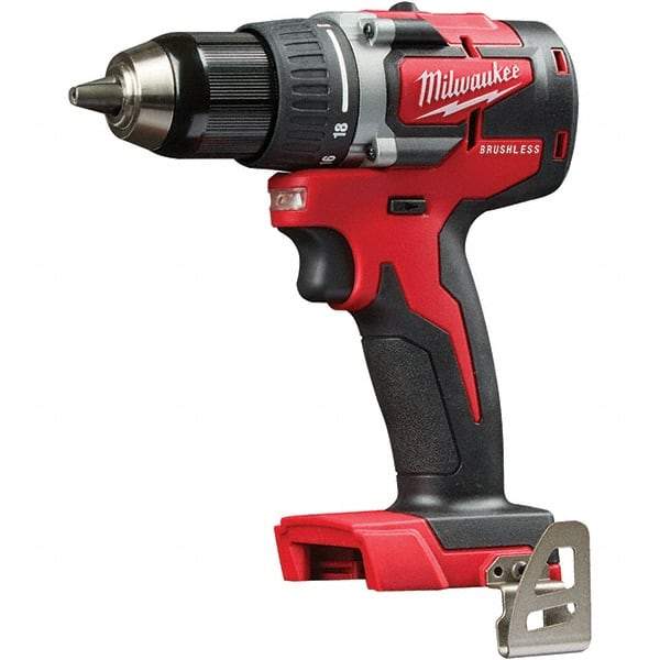 Milwaukee Tool - 18 Volt 1/2" Chuck Pistol Grip Handle Cordless Drill - 0-1800 RPM, Single-Sleeve Ratcheting Chuck, Reversible, Lithium-Ion Batteries Not Included - Top Tool & Supply