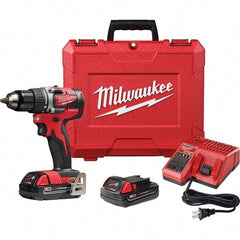 Milwaukee Tool - 18 Volt 1/2" Chuck Pistol Grip Handle Cordless Drill - 0-1800 RPM, Single-Sleeve Ratcheting Chuck, Reversible, 2 Lithium-Ion Batteries Included - Top Tool & Supply