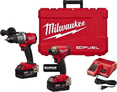 Milwaukee Tool - 18 Volt Cordless Tool Combination Kit - Includes Hammer Drill & 1/4" Hex Impact Driver, Lithium-Ion Battery Included - Top Tool & Supply