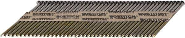 Stanley Bostitch - 12 Gauge 0.113" Shank Diam 2-3/8" Long Framing Nails for Power Nailers - Steel, Bright Finish, Ring Shank, Angled Stick Paper Tape Collation, Round Head - Top Tool & Supply