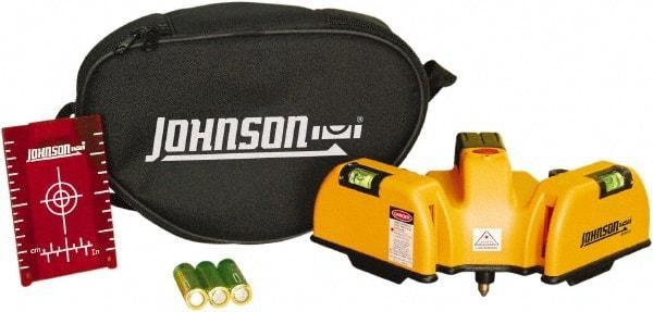 Johnson Level & Tool - 2 Beam 65' (Interior) Max Range Line Laser Level - Red Beam, 1/16" at 20' Accuracy, 6-1/2" Long x 4" Wide x 6-1/2" High, Battery Included - Top Tool & Supply