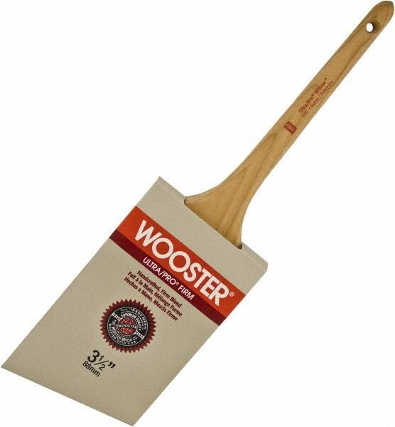 Wooster Brush - 3-1/2" Angled Nylon/Polyester Sash Brush - 3-3/16" Bristle Length, 8" Maple Rattail Handle - Top Tool & Supply