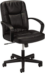 Basyx - 38-3/4" High Executive Mid Back Chair - 25" Wide x 34-1/2" Deep, Leather Seat, Black - Top Tool & Supply