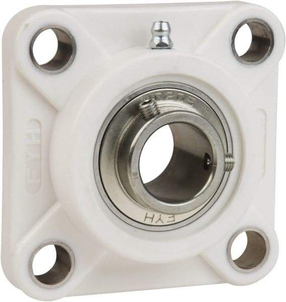 Value Collection - 1" ID, 3-3/4" OAL x 1-7/16" OAH 4-Bolt Flange Mounted Bearing - 1,764 Lb Static Cap, 3,147 Lb Dyn Cap, 2-3/4" Btw Mnt Hole Ctrs, 43/64" Base-to-Ctr Ht, Thermoplastic - Top Tool & Supply