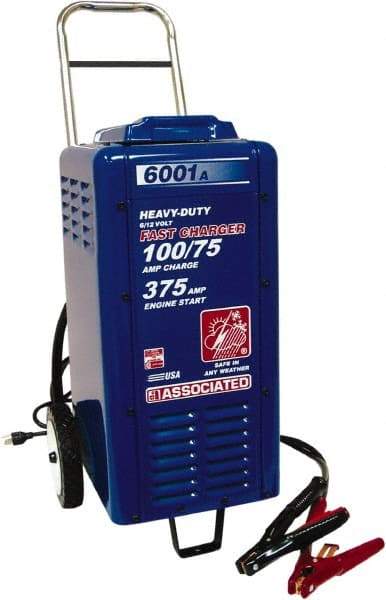 Associated Equipment - 6/12 Volt Battery Charger - 100 Amps/75 Amps, 375 Starter Amps - Top Tool & Supply