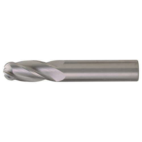 ‎1/4″ Dia. × 1/4″ Shank × 1-1/2″ DOC × 4″ OAL, Carbide TiAlN, Spiral , 4 Flute, CW Helix, Round, Ballnose End Mill - Exact Industrial Supply