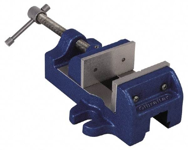 Gibraltar - 1-1/2" Jaw Opening Capacity x 1" Throat Depth, Horizontal Drill Press Vise - 1-3/4" Wide Jaw, Stationary Base, Standard Speed, 4-1/2" OAL, Cast Iron - Top Tool & Supply