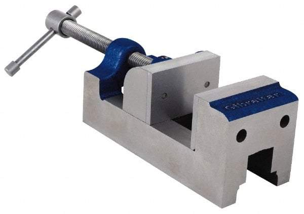 Gibraltar - 1-5/8" Jaw Opening Capacity x 1" Throat Depth, Horizontal Drill Press Vise - 1-1/2" Wide Jaw, Stationary Base, Standard Speed, 5" OAL, Cast Iron - Top Tool & Supply