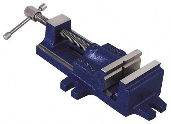 Gibraltar - 4" Jaw Opening Capacity x 1-1/2" Throat Depth, Horizontal Drill Press Vise - 3-1/2" Wide Jaw, Stationary Base, Standard Speed, 12-1/2" OAL, Cast Iron - Top Tool & Supply