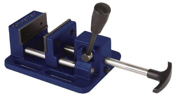 Gibraltar - 3" Jaw Opening Capacity x 1-1/16" Throat Depth, Horizontal Drill Press Vise - 3" Wide Jaw, Stationary Base, Standard Speed, 7-1/4" OAL x 2.975" Overall Height, Cast Iron - Top Tool & Supply