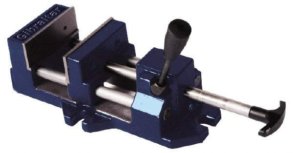 Gibraltar - 6" Jaw Opening Capacity x 1-5/8" Throat Depth, Horizontal Drill Press Vise - 6" Wide Jaw, Stationary Base, Standard Speed, 14-5/8" OAL x 4-1/2" Overall Height, Cast Iron - Top Tool & Supply