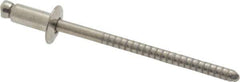 RivetKing - Dome Head Stainless Steel Open End Blind Rivet - Stainless Steel Mandrel, 0.063" to 1/8" Grip, 1/4" Head Diam, 0.129" to 0.133" Hole Diam, 0.275" Length Under Head, 1/8" Body Diam - Top Tool & Supply