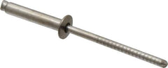 RivetKing - Size 48 Dome Head Stainless Steel Open End Blind Rivet - Stainless Steel Mandrel, 0.376" to 1/2" Grip, 1/4" Head Diam, 0.129" to 0.133" Hole Diam, 0.65" Length Under Head, 1/8" Body Diam - Top Tool & Supply