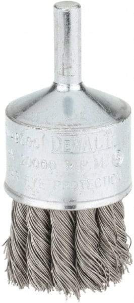 DeWALT - 1" Brush Diam, Knotted, End Brush - 1/4" Diam Steel Shank, 1/4" Pilot Diam, 20,000 Max RPM - Top Tool & Supply